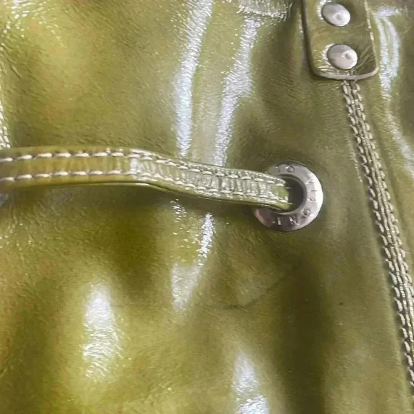 PLINIO VISIONA GREEN PATENTED  LEATHER TOTE SHOULDER BAG LEATHER MADE IN ITALY - Picture 5 of 17